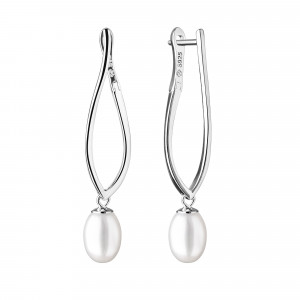 Cercei argint lungi cu perle naturale si tortita DiAmanti SK19485EL-G (Argint 925‰ 3 g.)